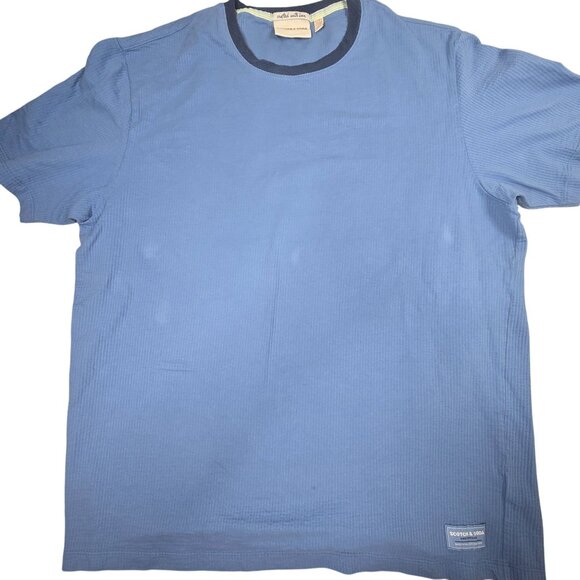 Scotch & Soda Mens Blue Ribbed Crewneck T-Shirt XL Crafted With Love - Picture 2 of 8